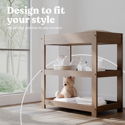 Customizable Changing Table with Water-Resistant Changing Pad - Hazelnut