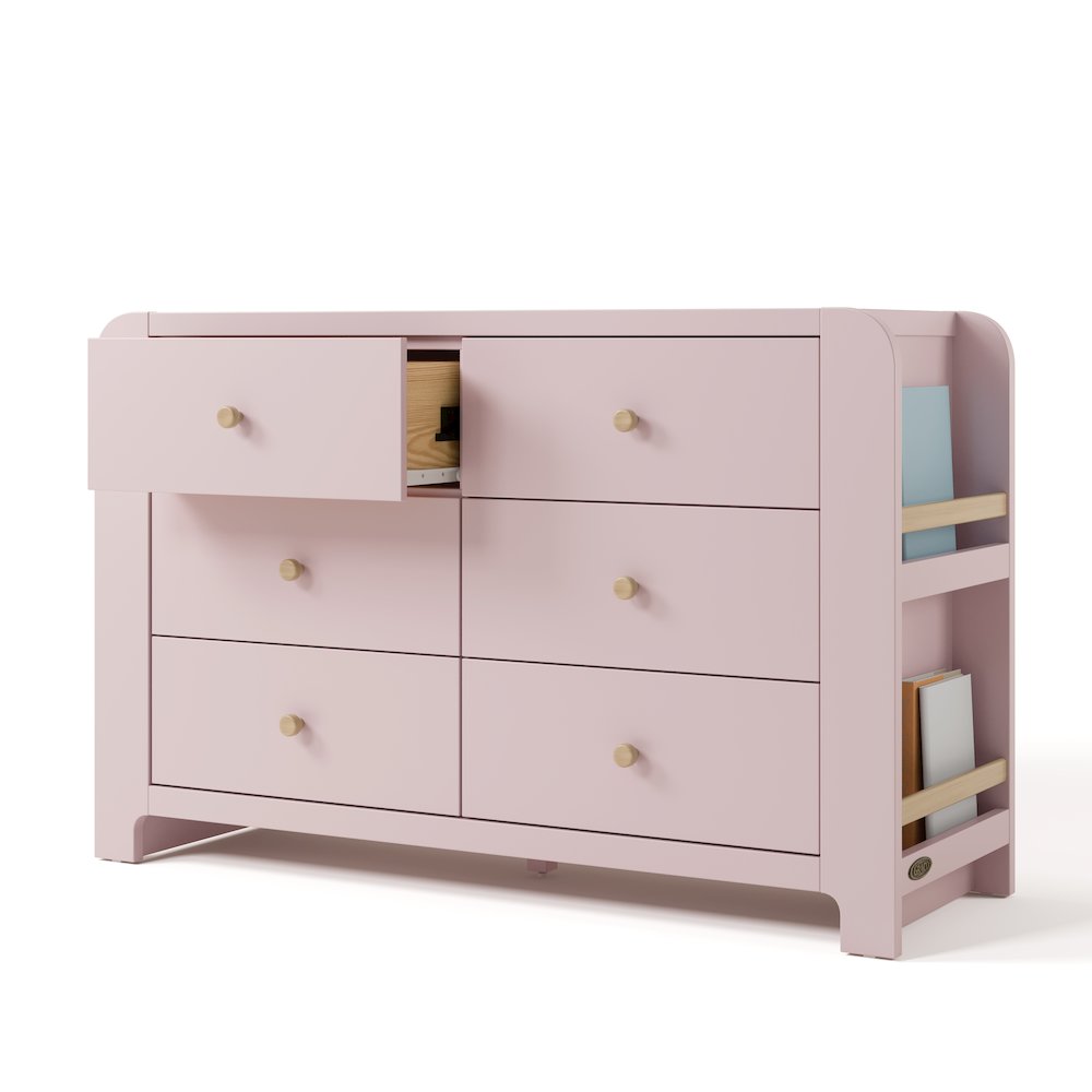 Read-With-Me 6 Drawer Dresser-Blush/Driftwood