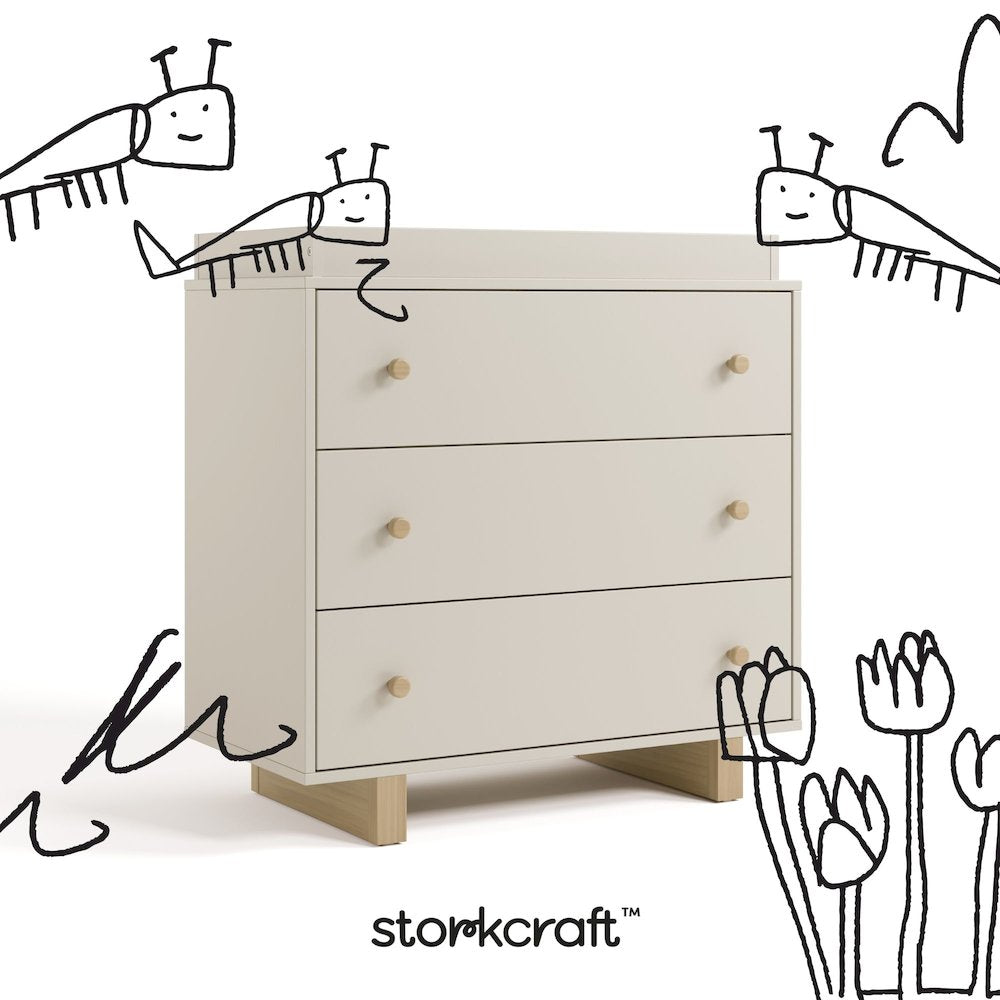 Texas 3 Drawer Chest with Topper-Frosted Oat/Driftwood