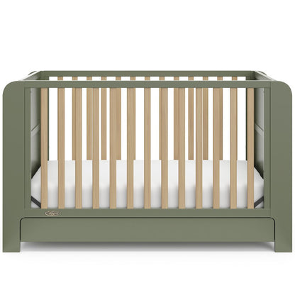 Read-With-Me Crib with Drawer - Olive/Driftwood