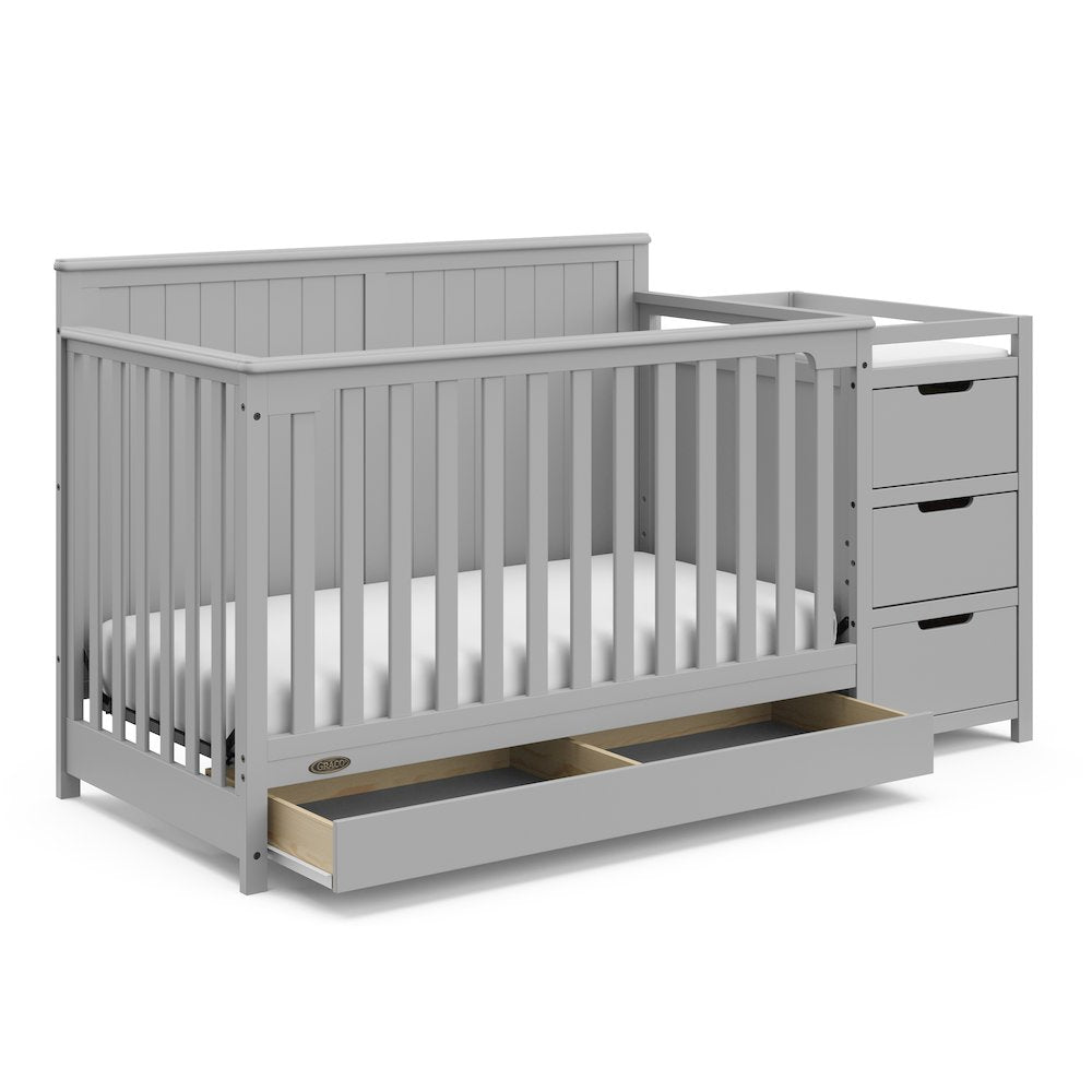 Graco Hadley 5-in-1 Convertible Crib and Changer with Drawer (Pebble Gray)