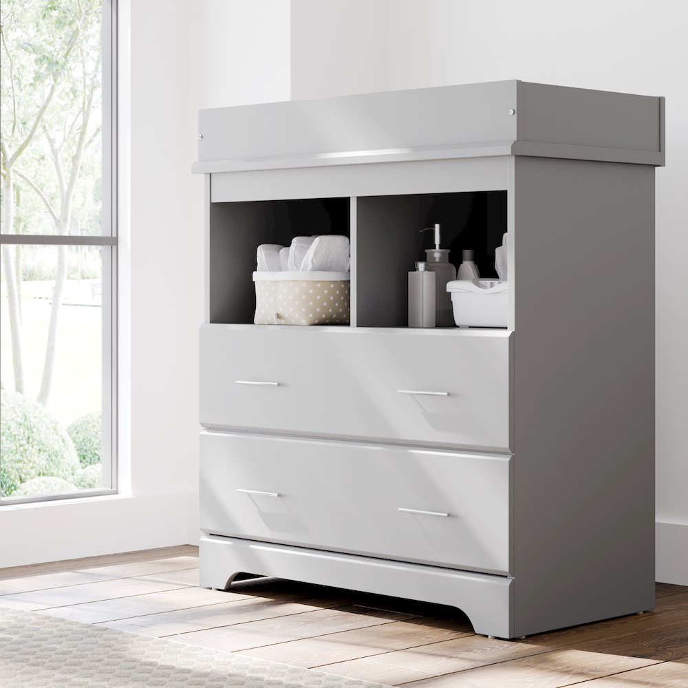 Storkcraft Brookside 2 Drawer Changing Chest - Pebble Gray