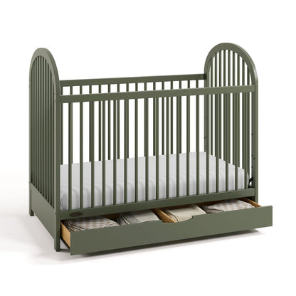 Olivia 3-In-1 Convertible Crib With Drawer-Olive