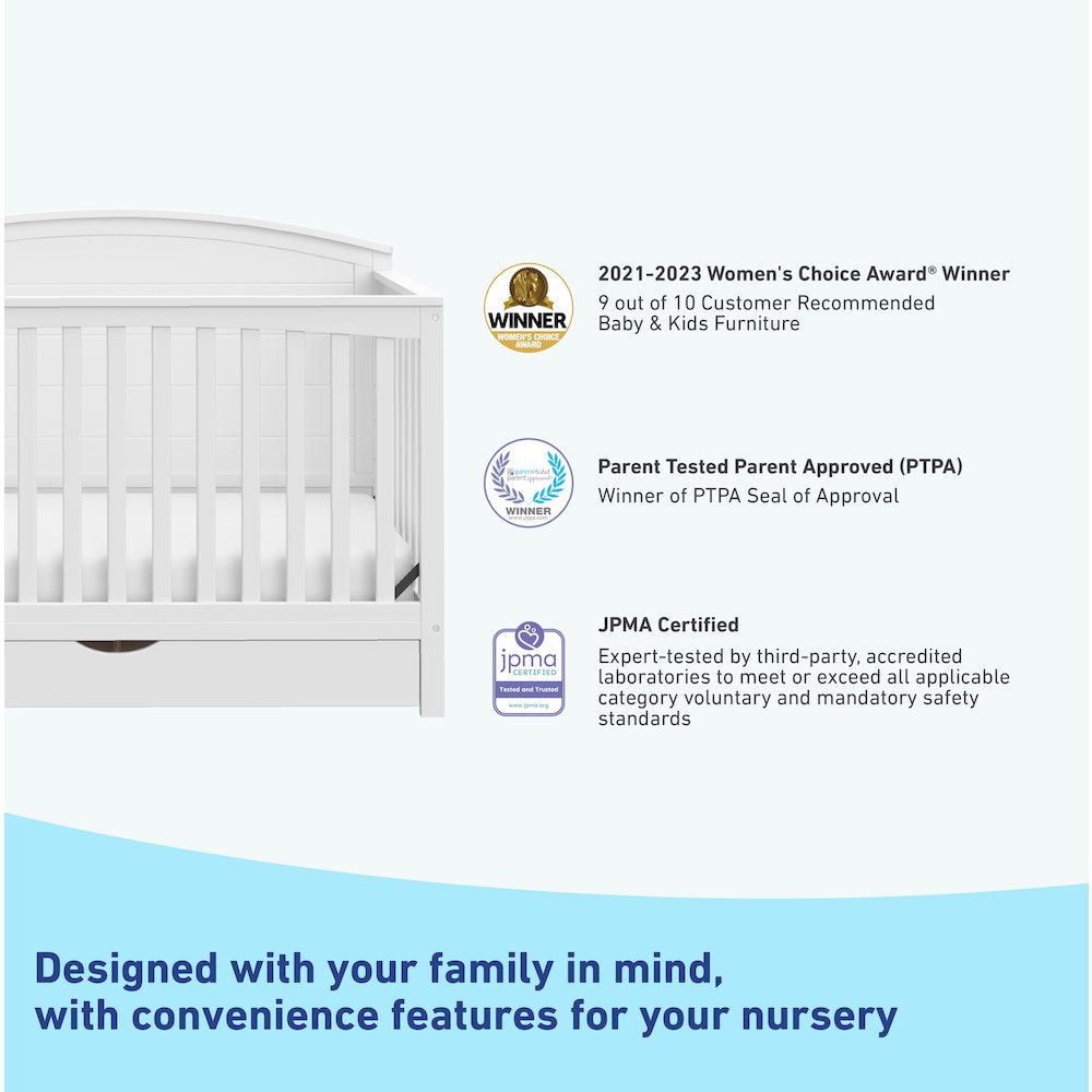 Graco Bellwood 5-in-1 Convertible Crib with Drawer (White)