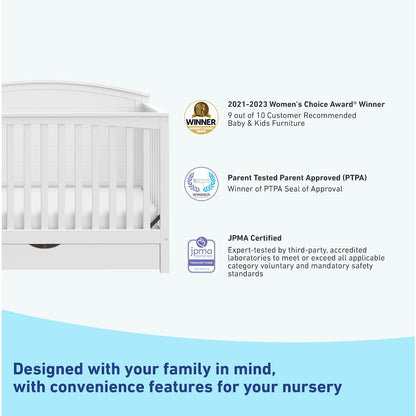 Graco Bellwood 5-in-1 Convertible Crib with Drawer (White)