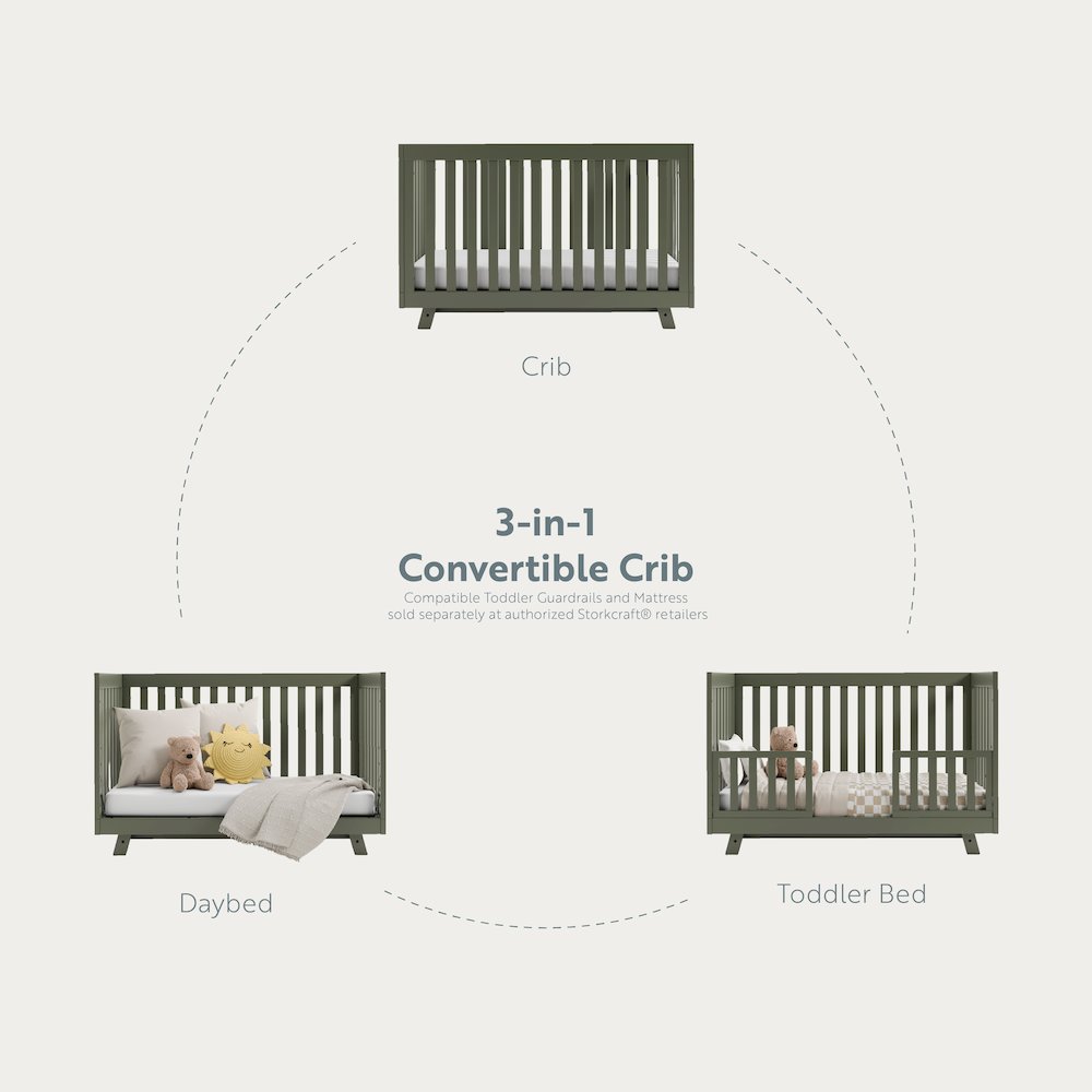 Storkcraft Beckett 3-in-1 Convertible Crib (Olive)