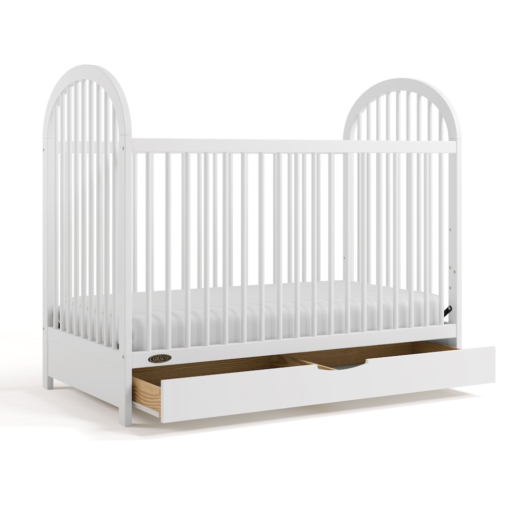 Olivia 3-In-1 Convertible Crib With Drawer-White