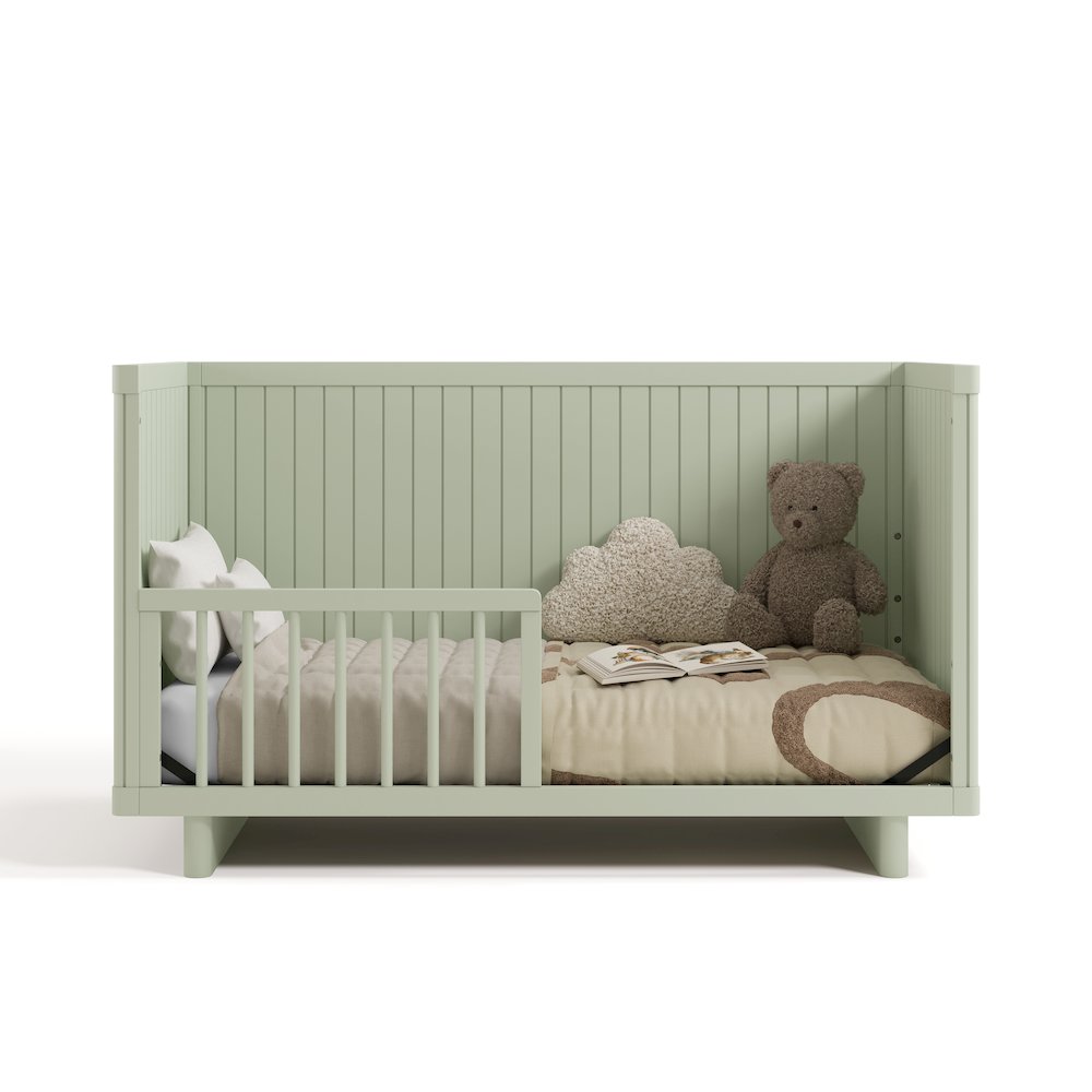 Kyoto Deluxe Convertible Crib with Bonus Toddler Guardrail - Sage