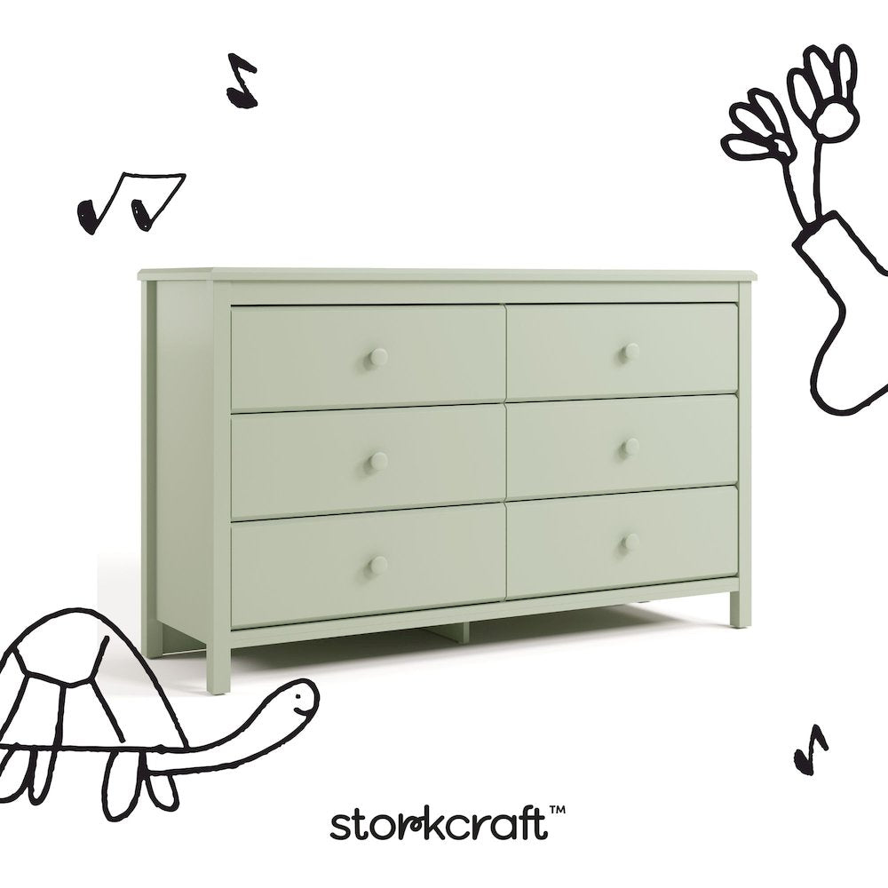 Alpine 6-Drawer Dresser- Sage