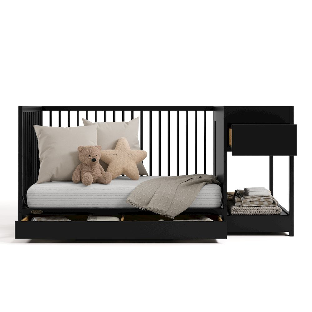 Teddi Convertible Crib & Changer-Black