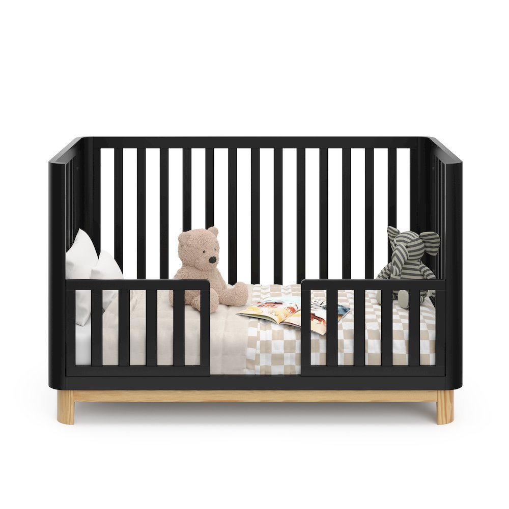 Storkcraft Santos 3-in-1 Convertible Crib (Black with Natural)