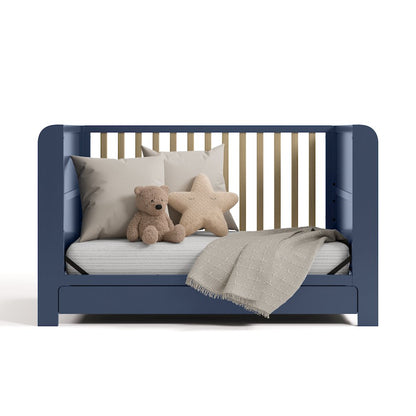 Read-With-Me Crib with Drawer - Midnight Blue/Driftwood
