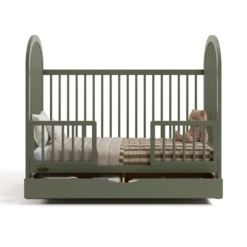 Olivia 3-In-1 Convertible Crib With Drawer-Olive
