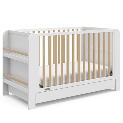 Graco Read-with-Me 4-in-1 Convertible Crib with Drawer (White with Driftwood)