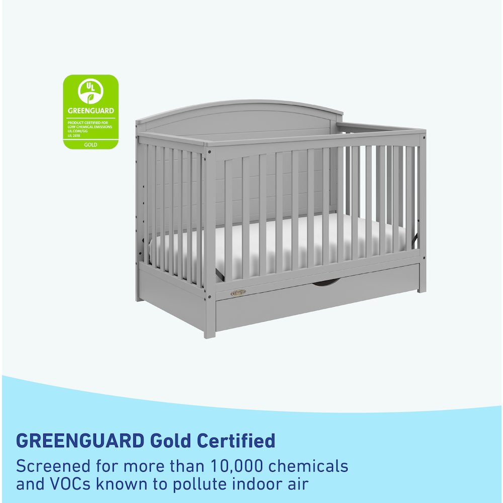Graco Bellwood 5-in-1 Convertible Crib with Drawer (Pebble Gray)