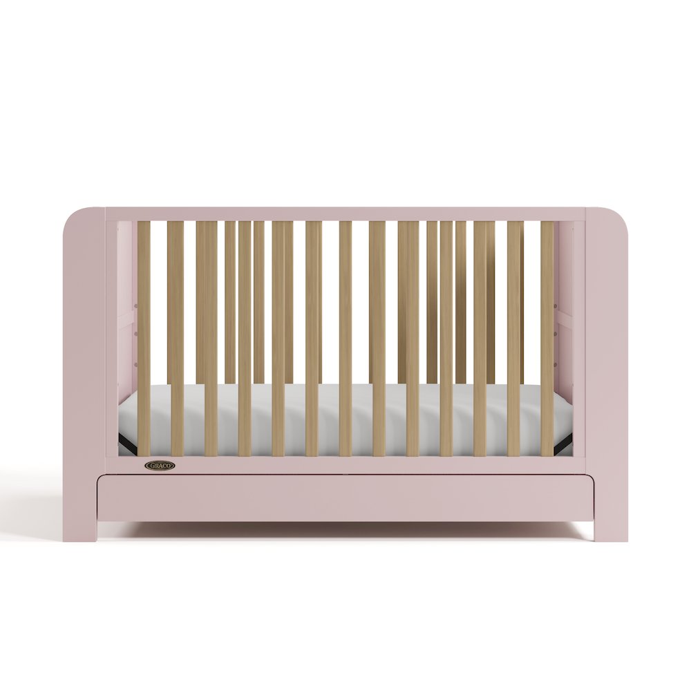 Read-With-Me Crib with Drawer - Blush/Driftwood