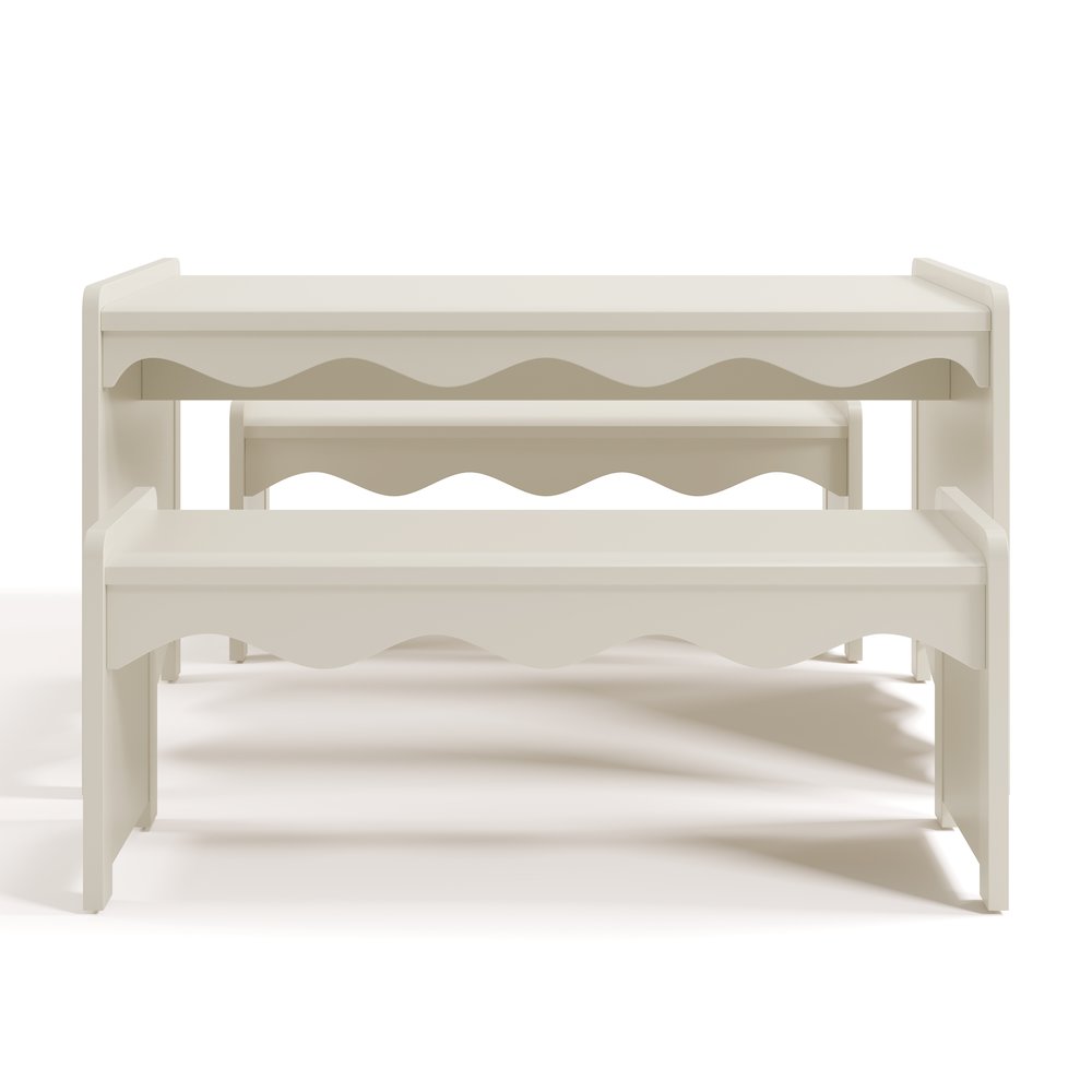 Casablanca Table & Bench Set-Frosted Oat