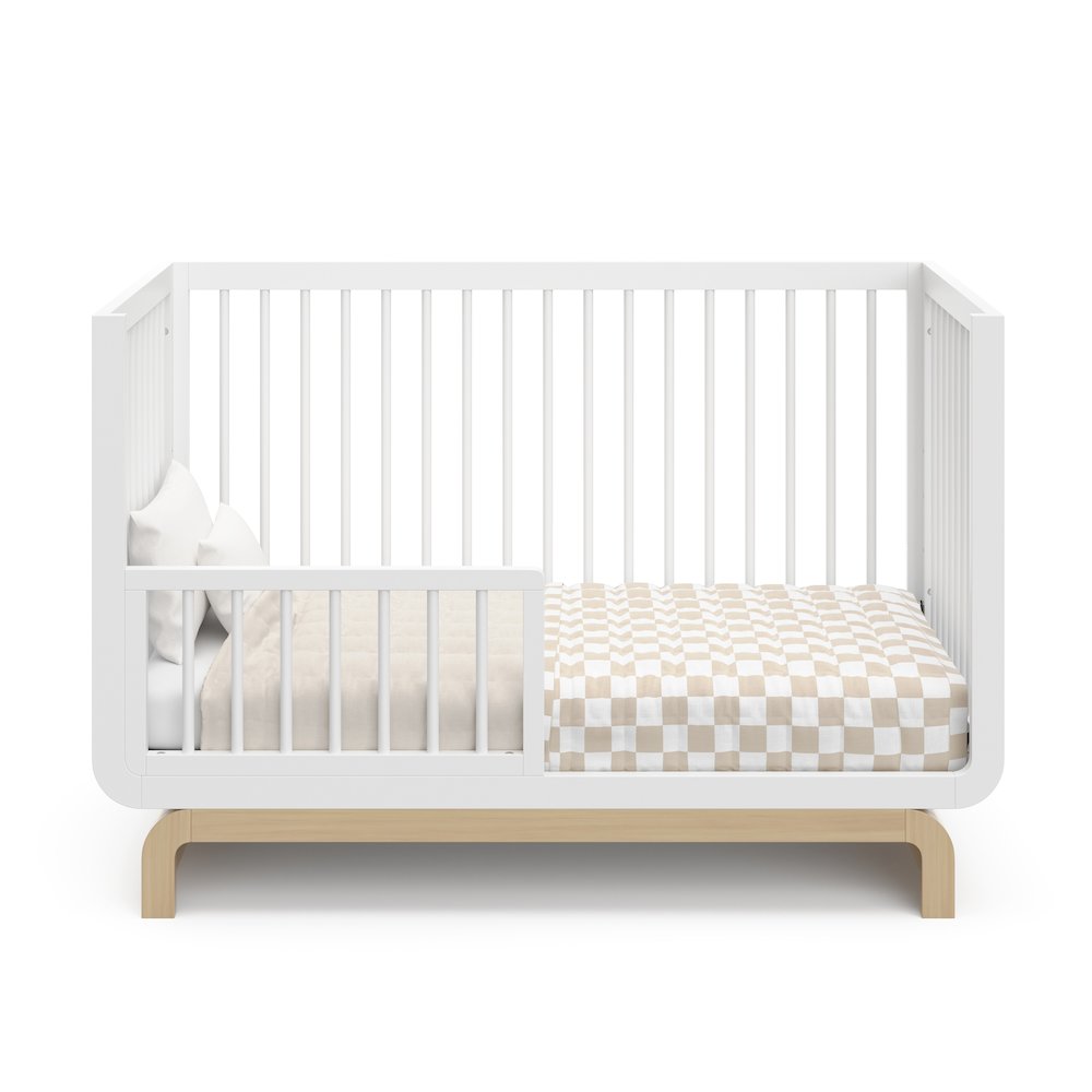 Storkcraft Santorini Deluxe 5-in-1 Convertible Crib, White With Driftwood