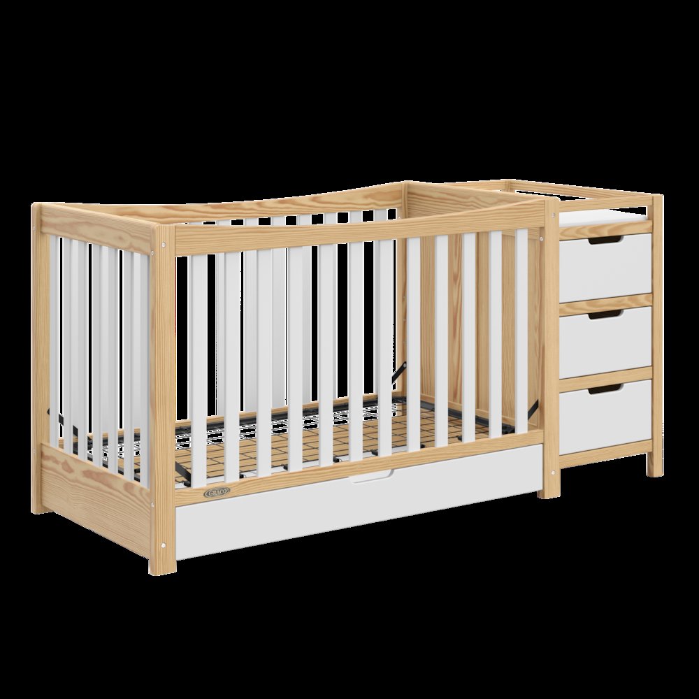 Graco Remi All-in-One Convertible Crib with Drawer and Changer (White & Natural)