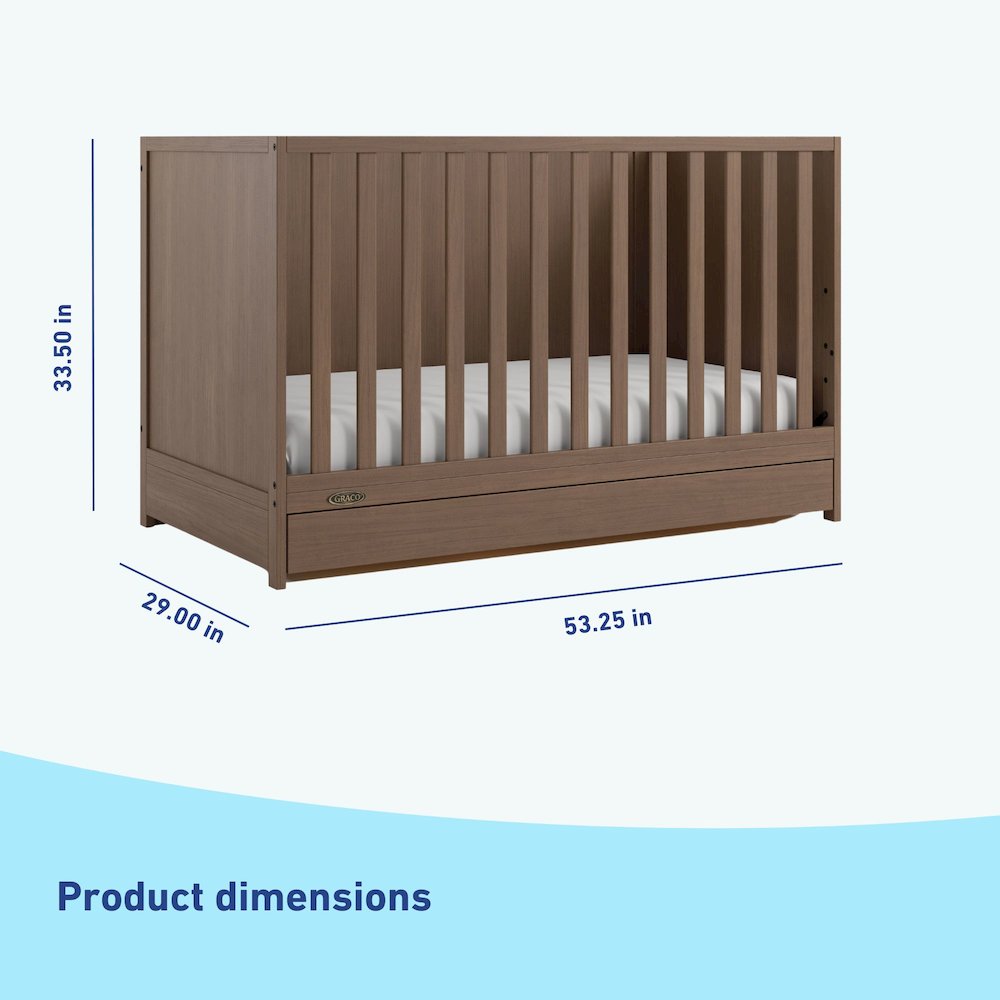 Theo 3-in-1 Convertible Crib with Drawer - Hazelnut