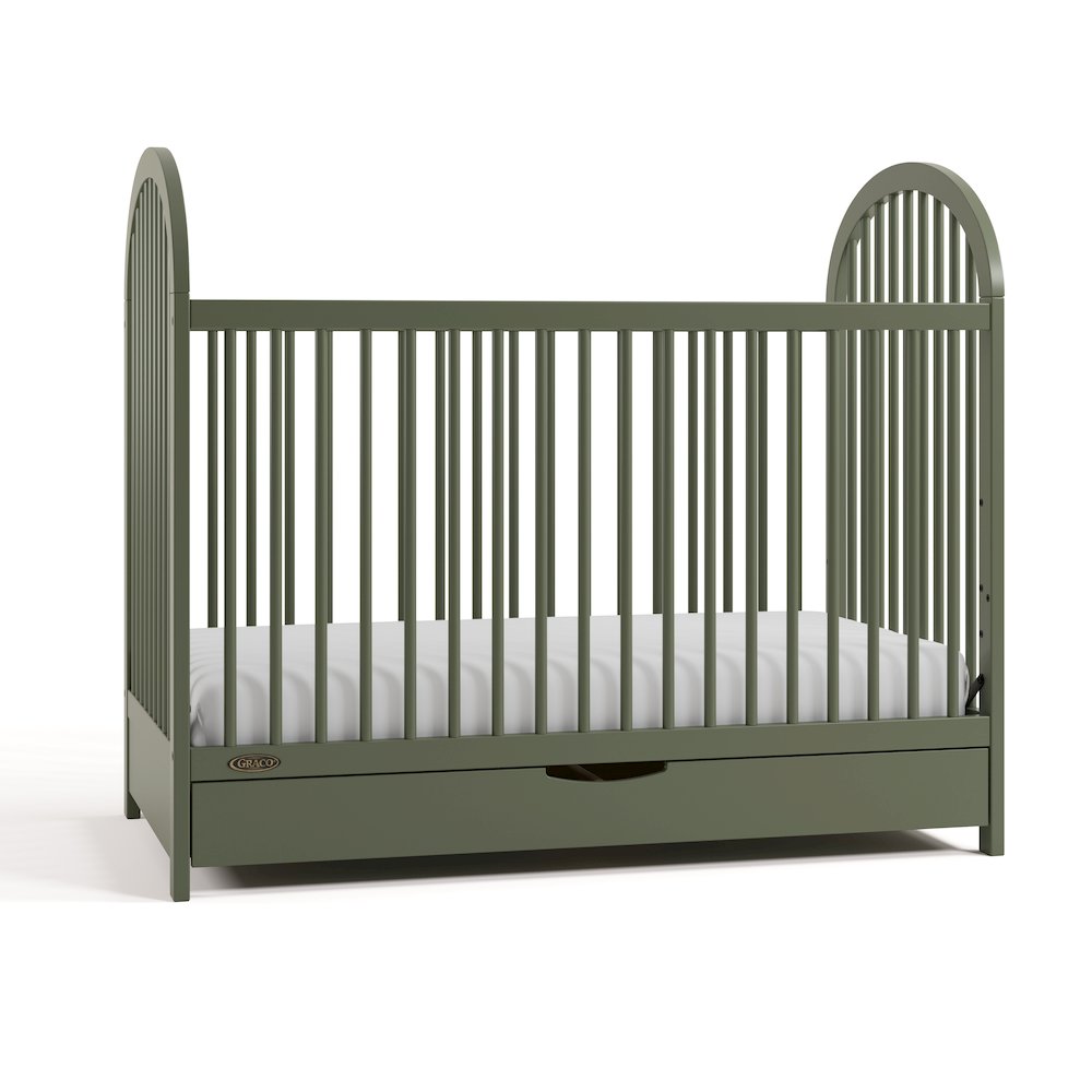 Olivia 3-In-1 Convertible Crib With Drawer-Olive