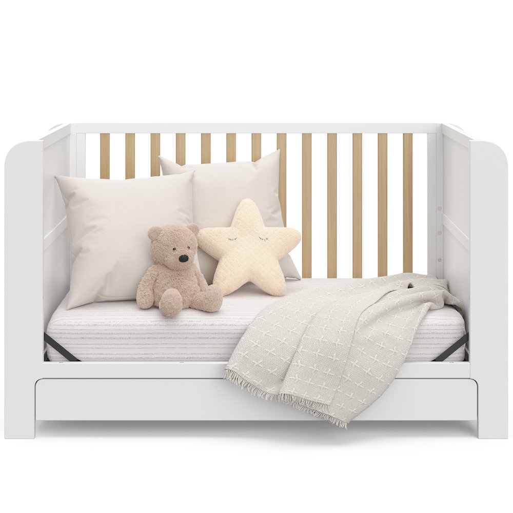 Graco Read-with-Me 4-in-1 Convertible Crib with Drawer (White with Driftwood)