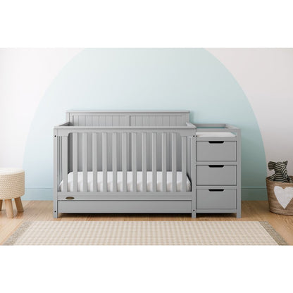 Graco Hadley 5-in-1 Convertible Crib and Changer with Drawer (Pebble Gray)