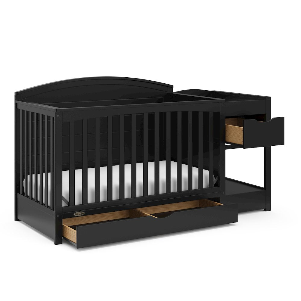 Graco Bellwood 5-in-1 Convertible Crib & Changer with Drawer (Black)