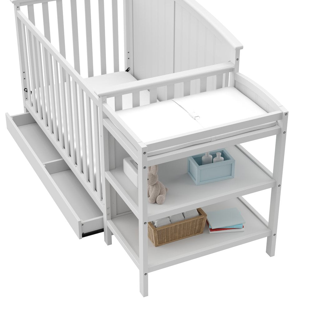 Steveston 5-in-1 Convertible Crib and Changer with Drawer - White