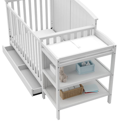 Steveston 5-in-1 Convertible Crib and Changer with Drawer - White