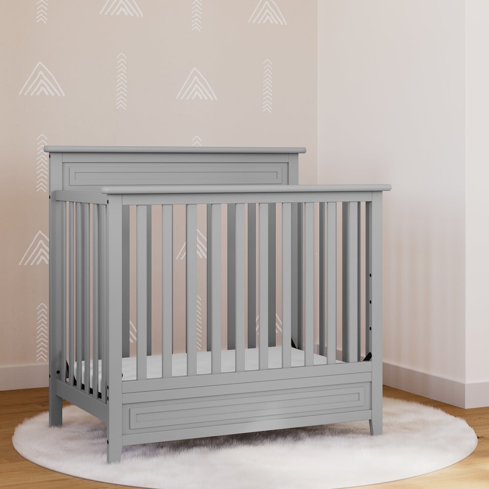 Storkcraft Petal 4-in-1 Convertible Mini Crib, Pebble Gray