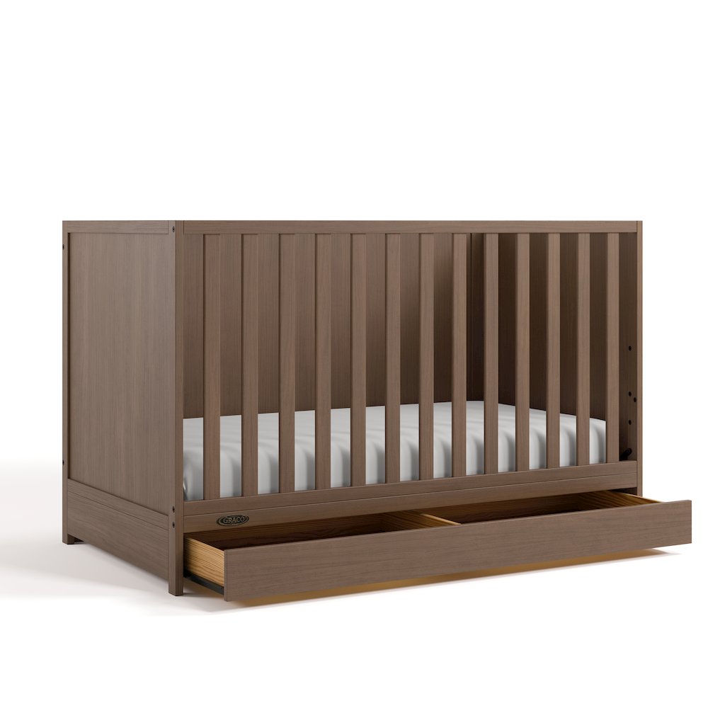 Theo 3-in-1 Convertible Crib with Drawer - Hazelnut