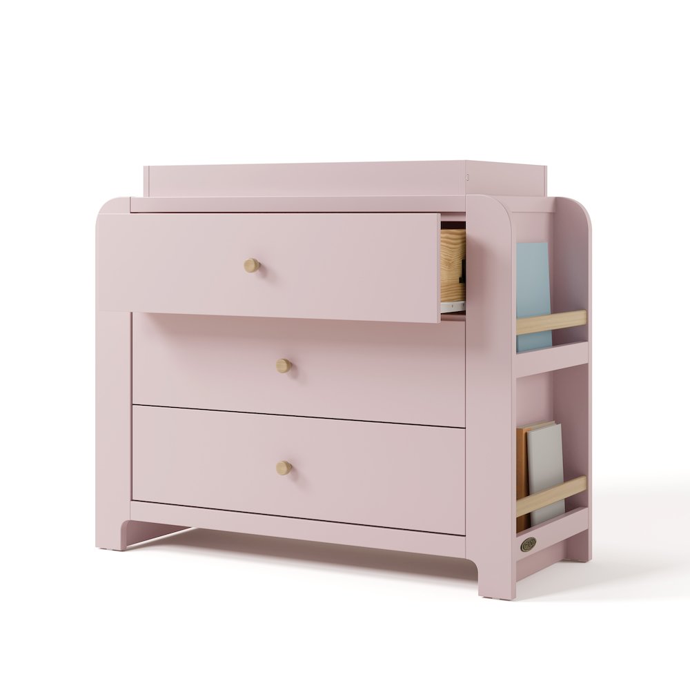 Read-With-Me 3 Drawer Chest with Topper -Blush/Driftwood