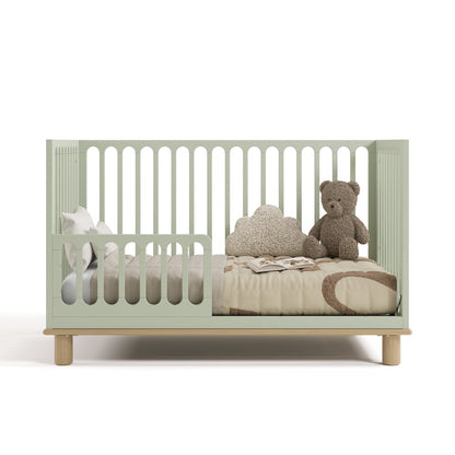Deluxe 3-in-1 Convertible Crib with Bonus Toddler Guardrail, Sage with Driftwood