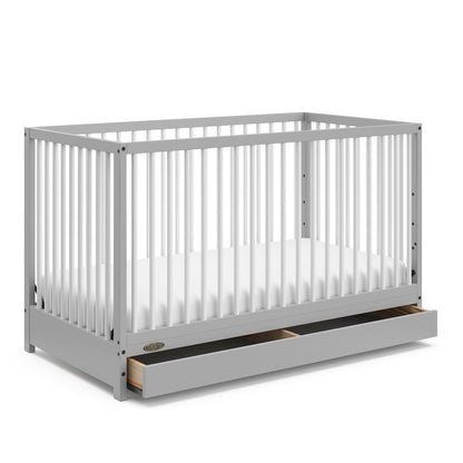 Graco Teddi 5-in-1 Convertible Crib with Drawer - Pebble Gray and White