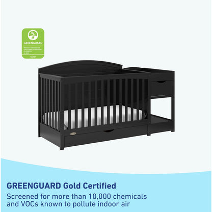 Graco Bellwood 5-in-1 Convertible Crib & Changer with Drawer (Black)