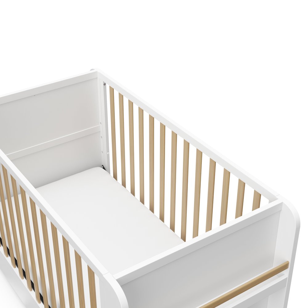 Graco Read-with-Me 4-in-1 Convertible Crib with Drawer (White with Driftwood)