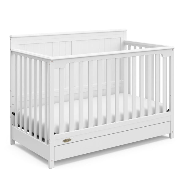 Graco Hadley 5-in-1 Convertible Crib with Drawer (White) –Crib with Drawer Combo