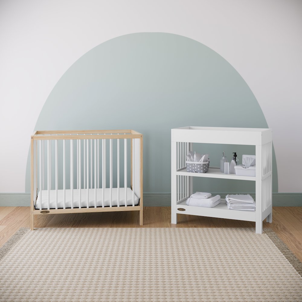 Graco Teddi 4-in-1 Convertible Mini Crib - Natural with White