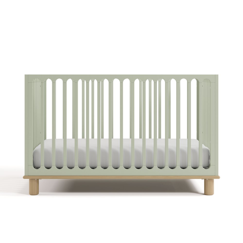 Deluxe 3-in-1 Convertible Crib with Bonus Toddler Guardrail, Sage with Driftwood