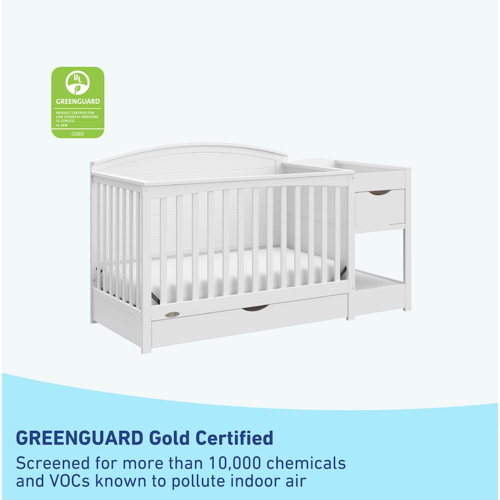 Graco Bellwood 5-in-1 Convertible Crib & Changer with Drawer (White)