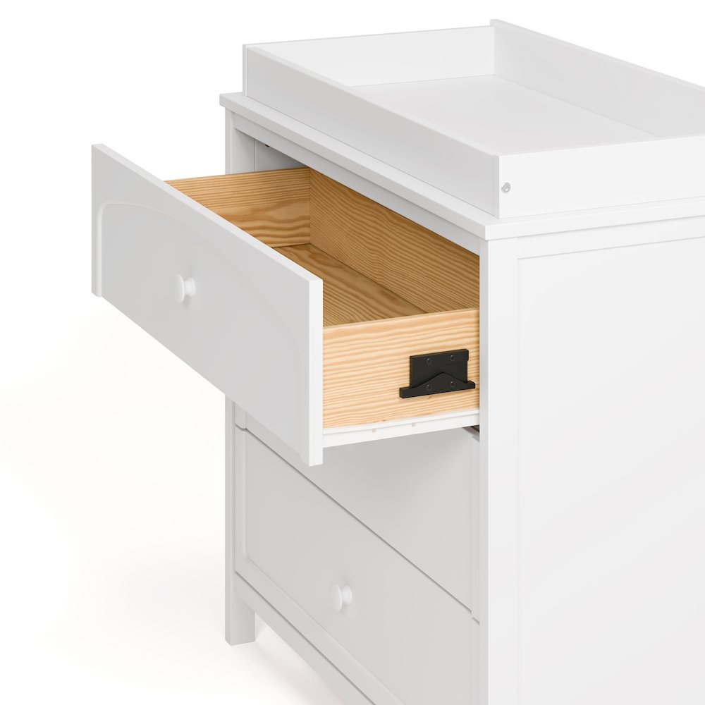 Olivia 3 Drawer Chest with Topper-White