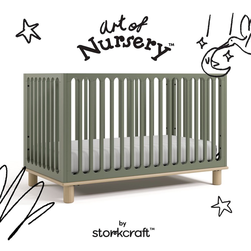 Sicily Convertible Crib- Olive/Driftwood