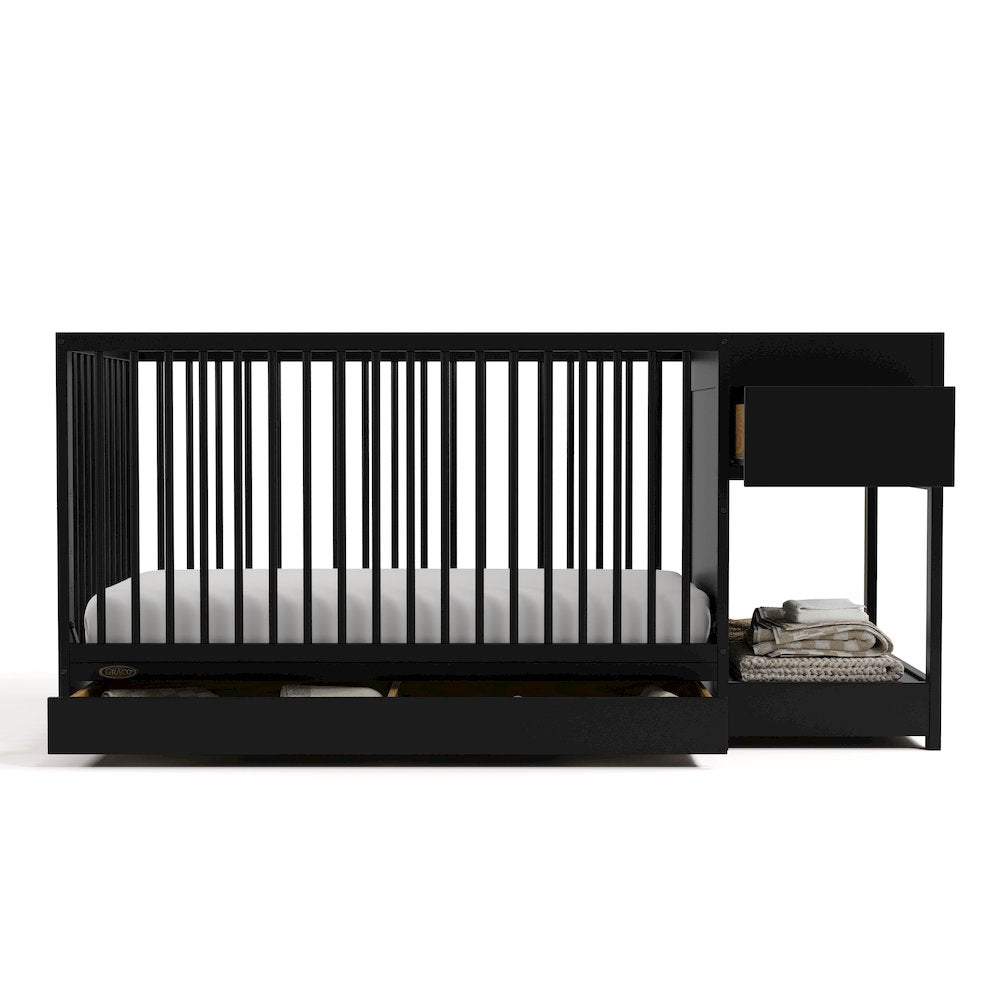 Teddi Convertible Crib & Changer-Black