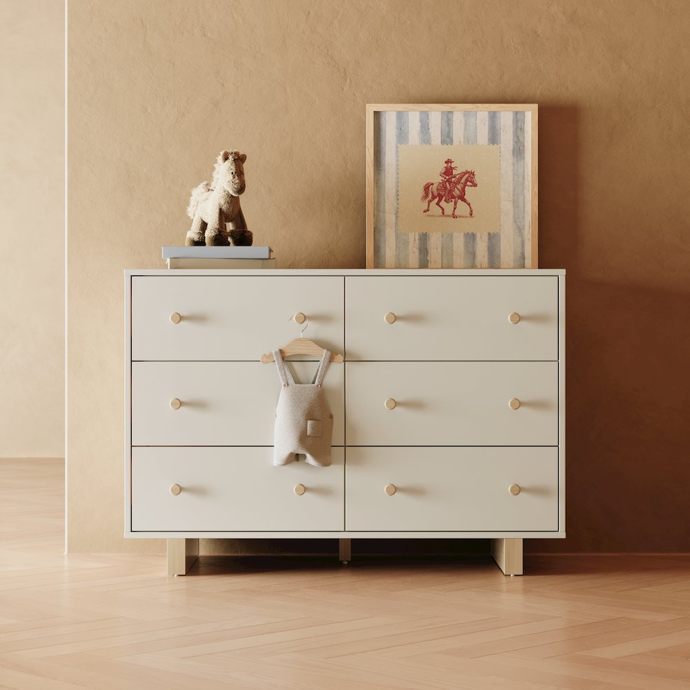 Texas 6 Drawer Dresser-Frosted Oat/Driftwood