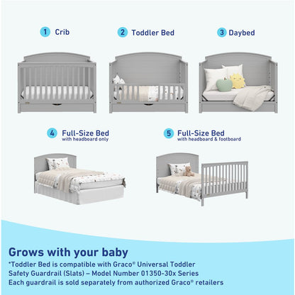 Graco Bellwood 5-in-1 Convertible Crib with Drawer (Pebble Gray)