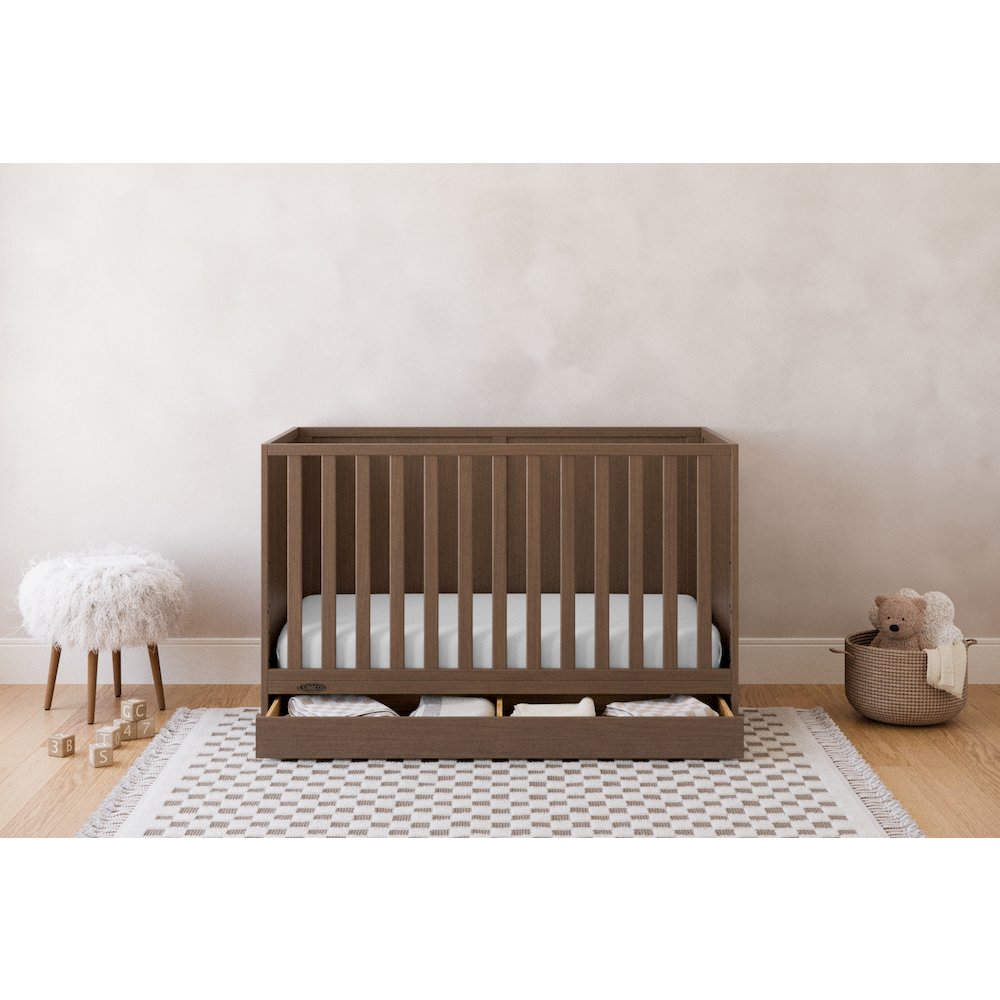 Theo 3-in-1 Convertible Crib with Drawer - Hazelnut