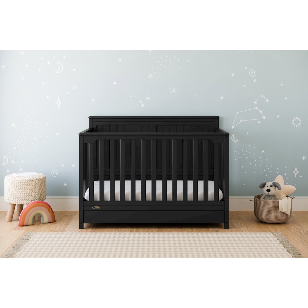 Graco Hadley 5-in-1 Convertible Crib with Drawer (Black)
