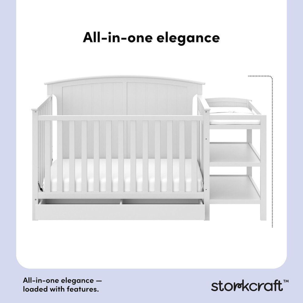 Steveston 5-in-1 Convertible Crib and Changer with Drawer - White