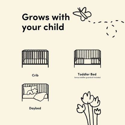 Deluxe 3-in-1 Convertible Crib with Bonus Toddler Guardrail, Sage with Driftwood